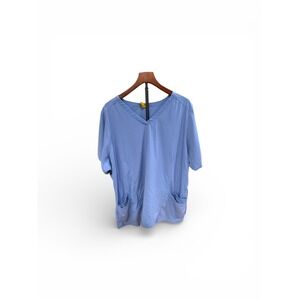 WonderWink AERO Womens True Plus Fit V Neck‎ Scrub Top 3XL Blue Comfy